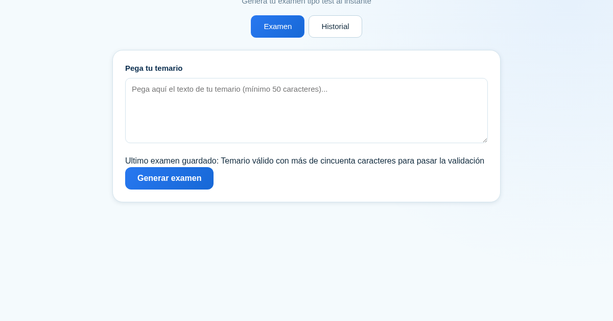 OposiTest - Genera tu examen tipo test al instante